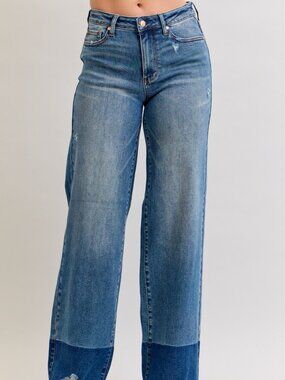 Raw Hem High Waist Column Straight Jeans